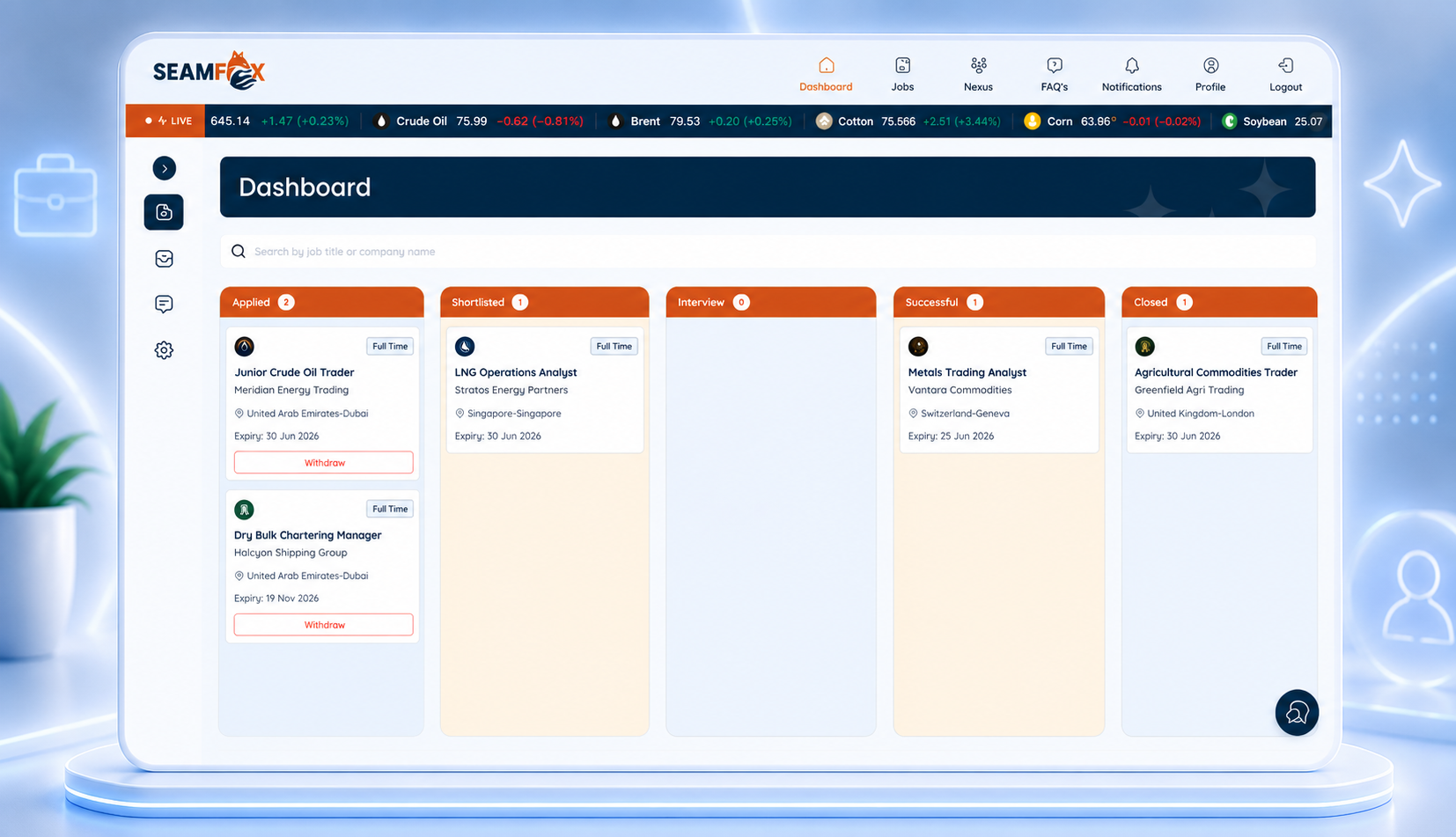 Seamfox Kanban pipeline dashboard